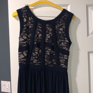Navy Blue floor length dress. Macy’s size 3/4